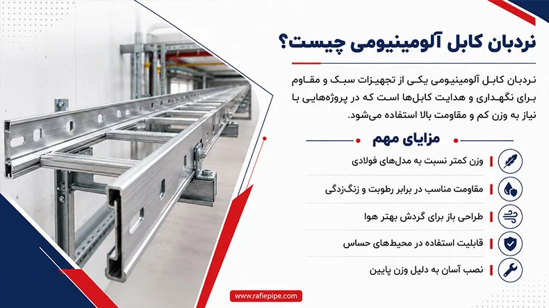 نردبان کابل آلومینیومی با وزن سبک و طراحی ویژه برای انتقال کابل