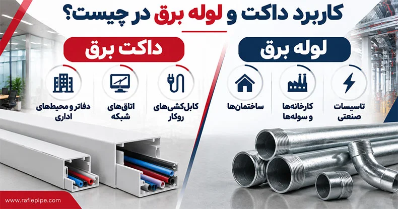تفاوت کاربرد داکت و لوله برق در انتقال سیم و کابل ها
