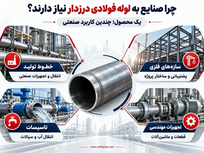 کاربردهای لوله فولادی درزدار در صنایع مختلف